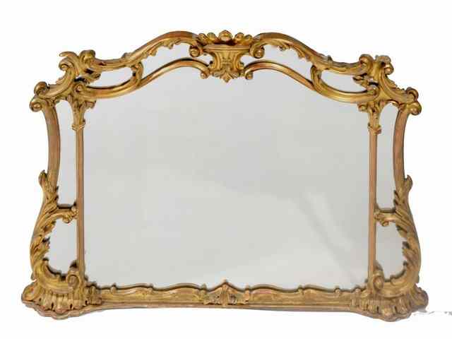 Appraisal: AN EARLY VICTORIAN GILT OVER MANTEL of rococo foliate form