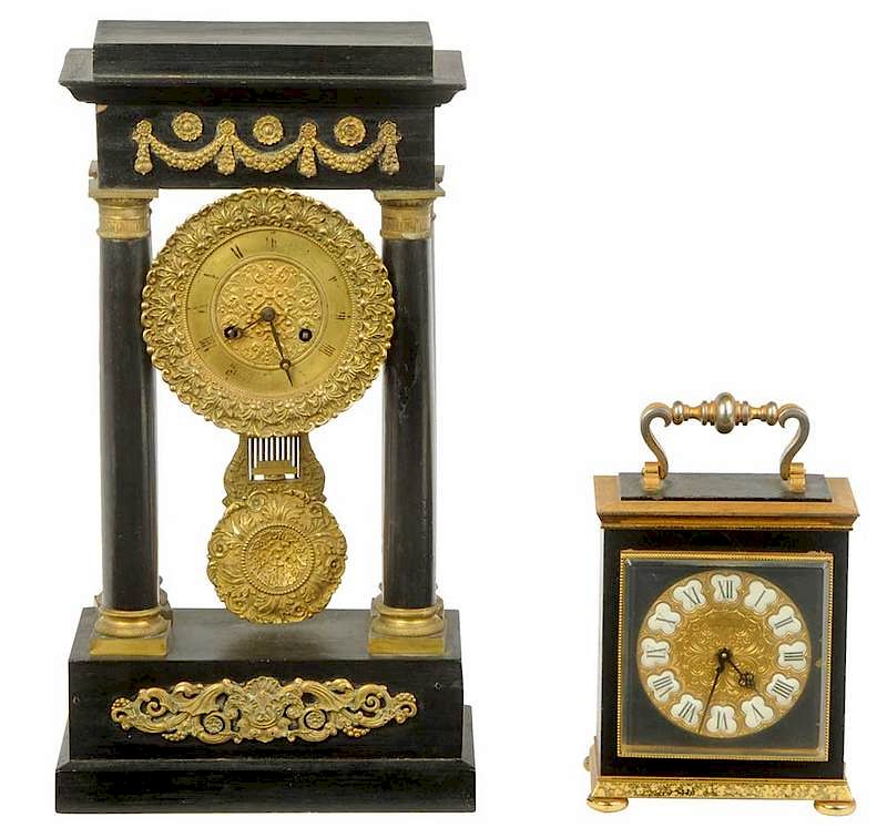 Appraisal: Two Eight Day Time and Strike Clocks comprising mantle clock