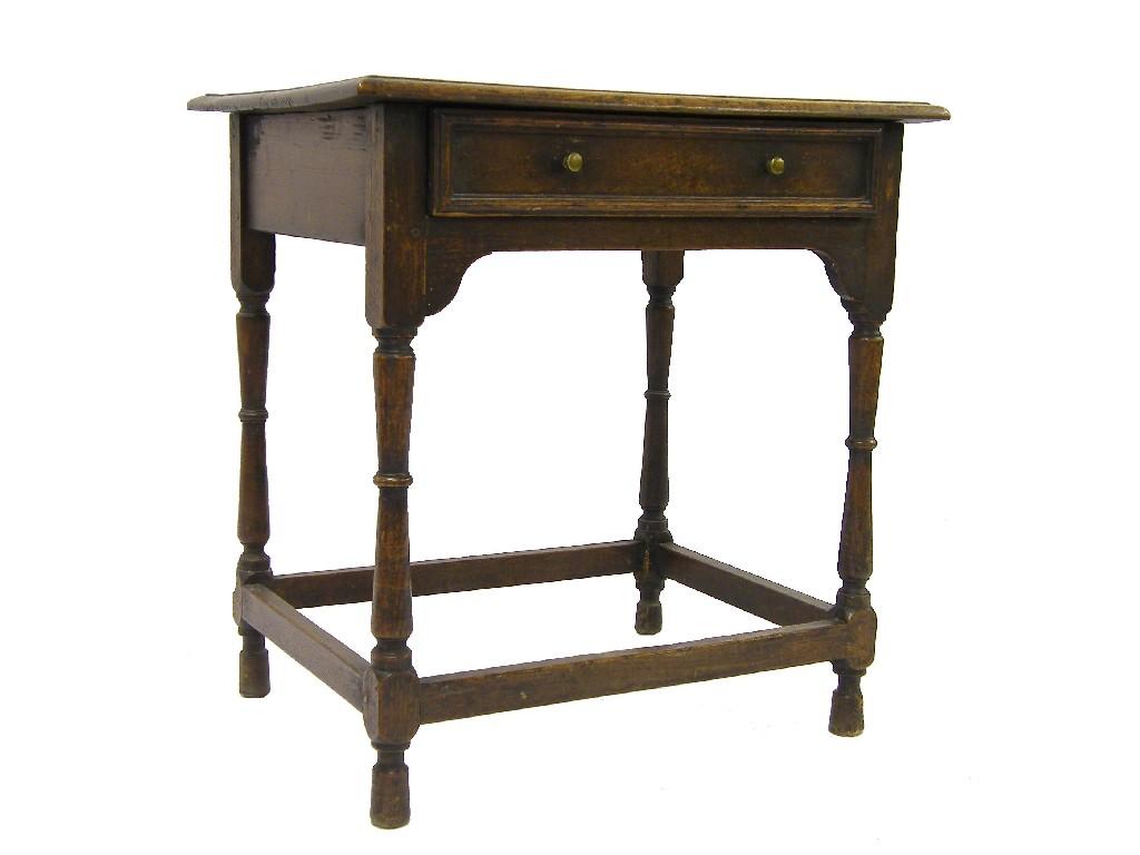 Appraisal: th century oak side table the inlaid top over a