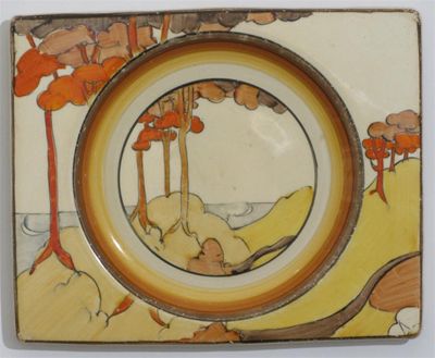 Appraisal: Coral Firs' a Clarice Cliff Bizarre Biarritz plate painted to