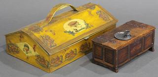 Appraisal: lot of English style tole painted box lot of English