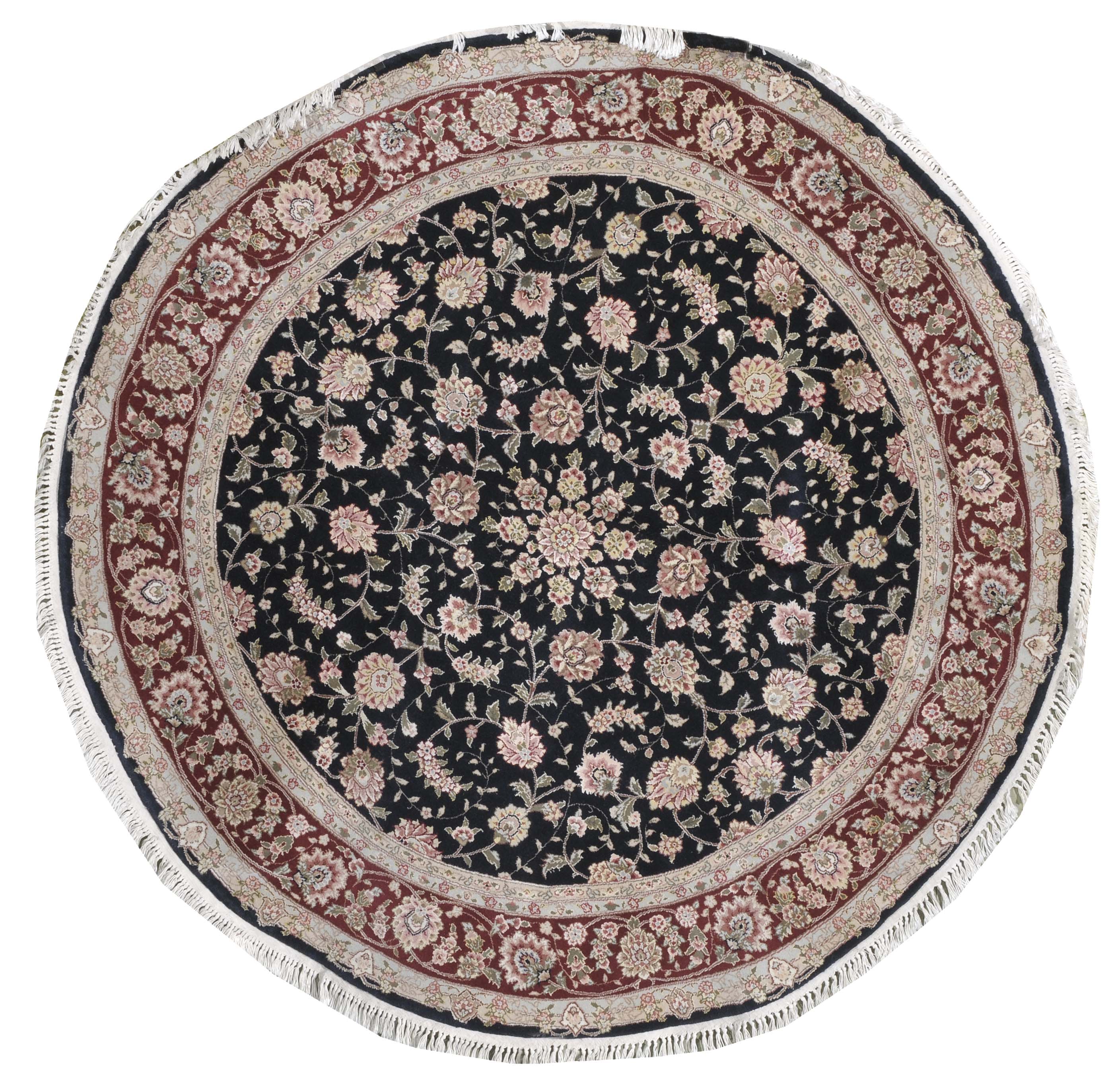 Appraisal: ORIENTAL RUG KESHAN DESIGN Diameter ' Circular Midnight blue field