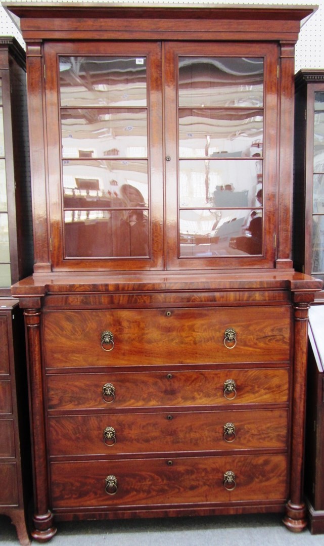 Appraisal: An early th century mahogany secretaire bookcase the pair of