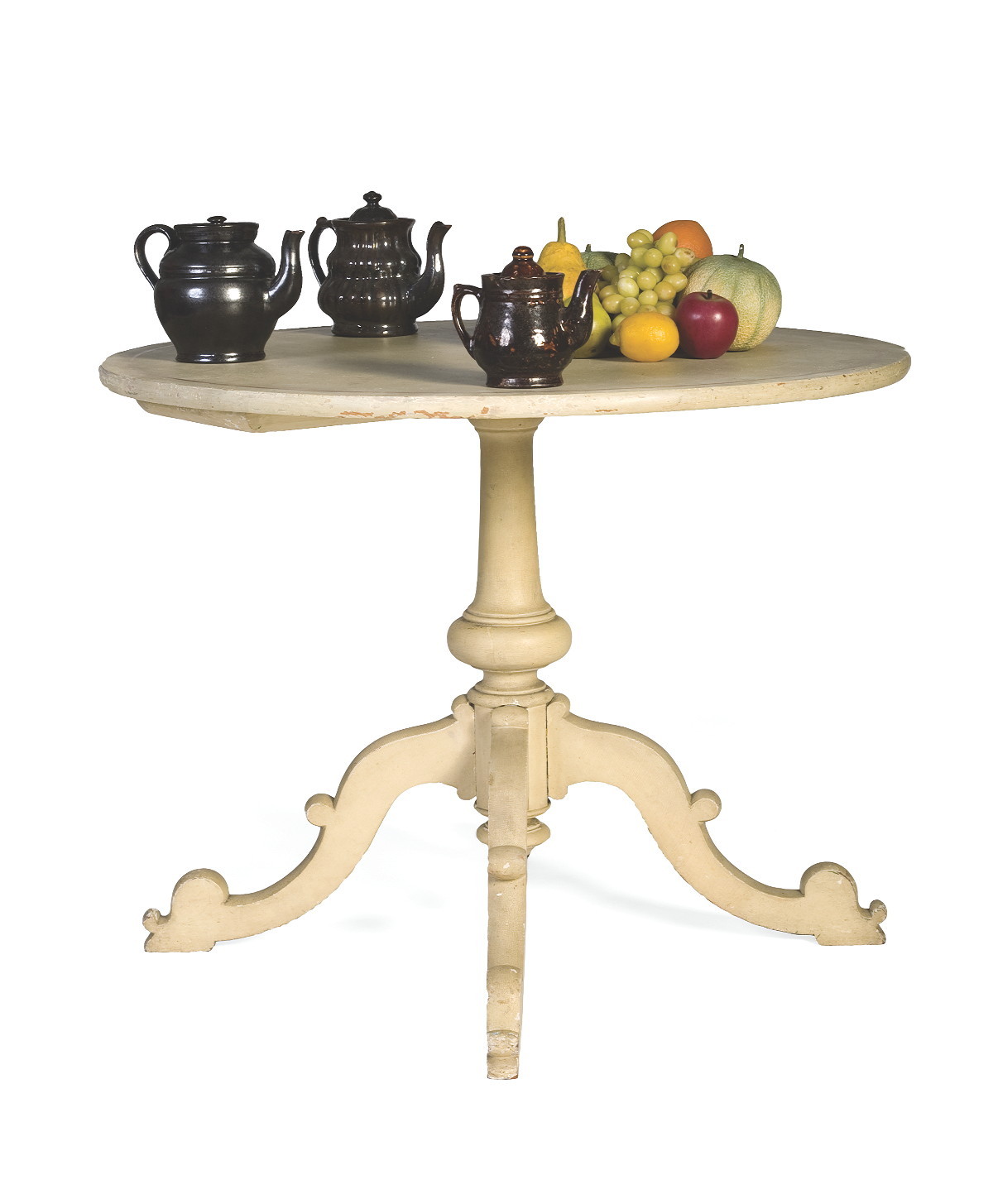 Appraisal: AMERICAN PAINTED AND DECORATED GOTHIC REVIVAL CENTER TABLE The circular