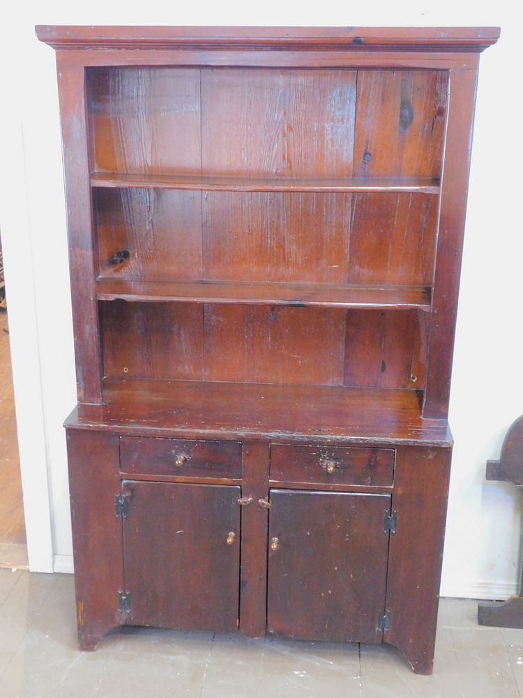 Appraisal: PERIOD NANTUCKET CUPBOARD th century dark pine cupboard from Nantucket