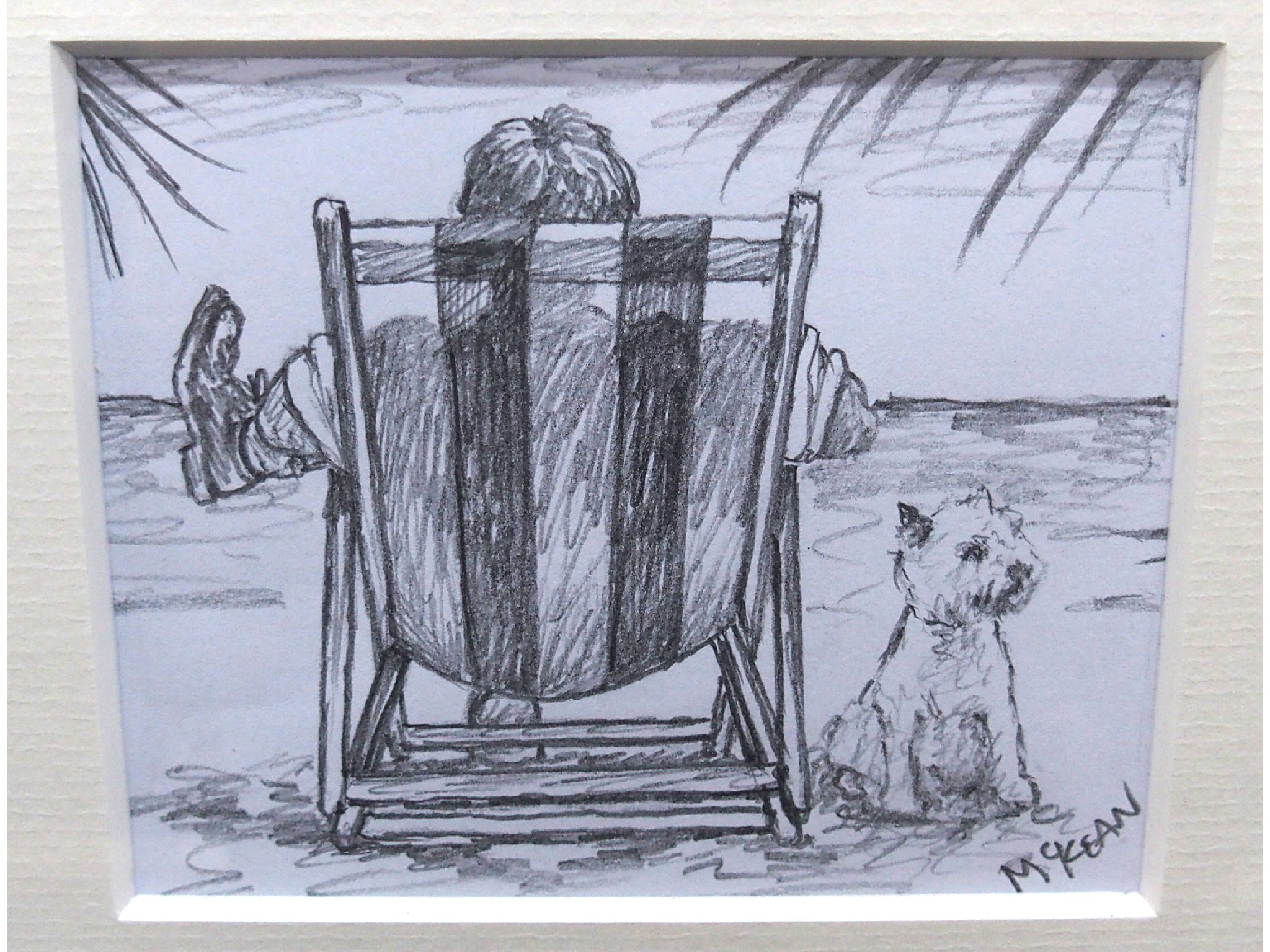 Appraisal: GRAHAM McKEAN On the beach signed pencil drawing