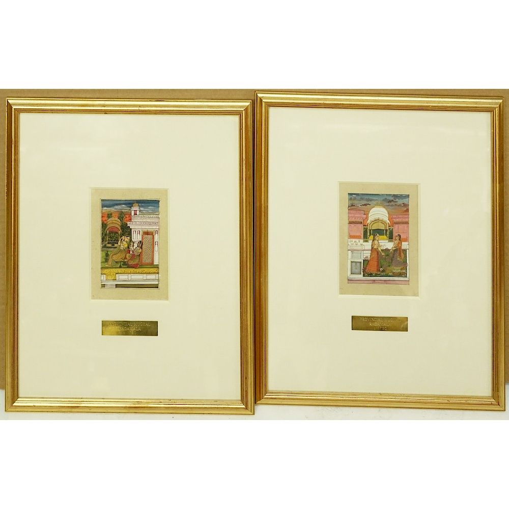 Appraisal: Pair of th Century Provincial Mughal Miniatures Pair of th