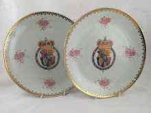 Appraisal: A pair of Chinese ceramic plates with overglaze enamelled British