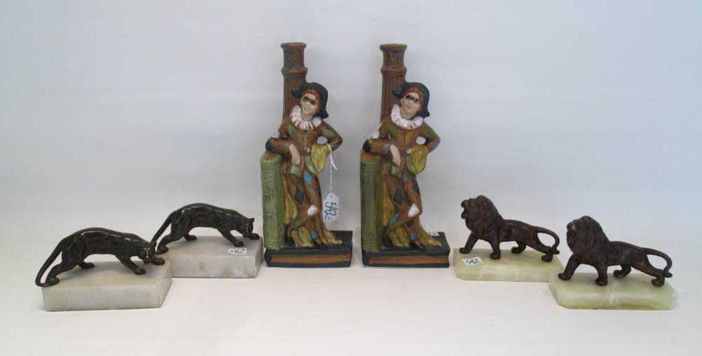 Appraisal: THREE SETS OF BOOKENDS pair of figural porcelain candlestick bookends