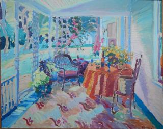 Appraisal: Joseph O'Sickey oil Joseph O'Sickey American - - ''Maine Porch''-