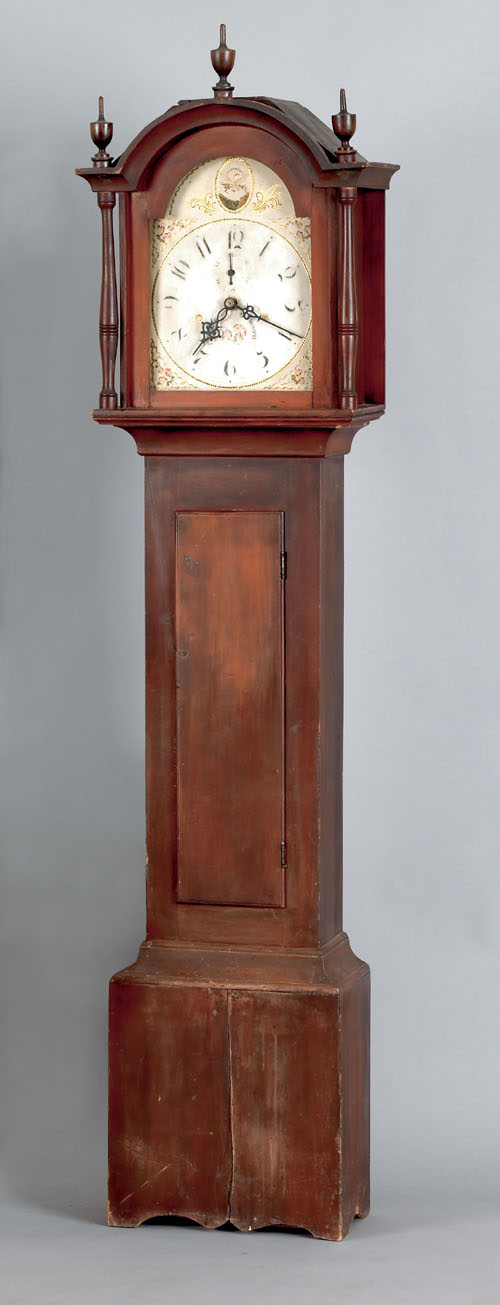 Appraisal: Massachusetts stained pine tall case clock ca with a -hr