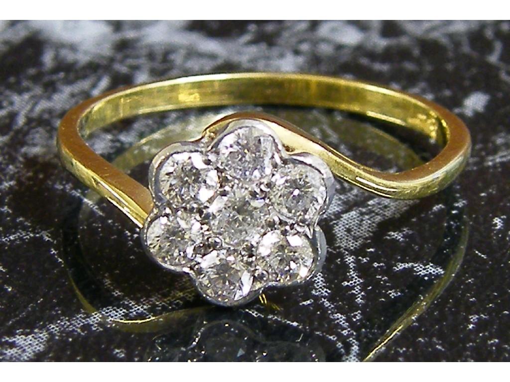 Appraisal: ct seven stone diamond floral cluster ring ct size N