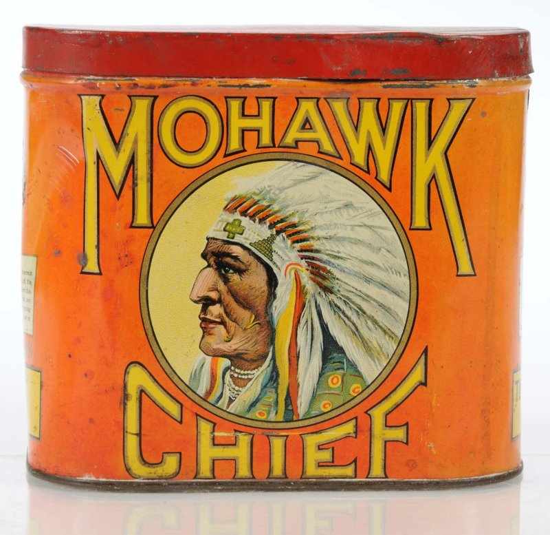 Appraisal: Mohawk Chief Cigar Tin Description Manufactured by Charles Company in