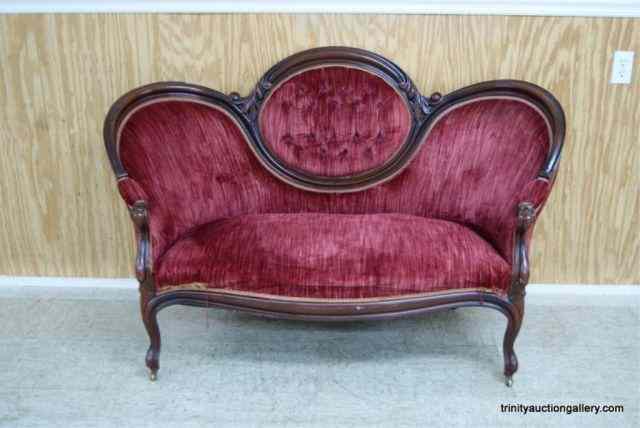 Appraisal: Antique c 's Mahogany Parlor SetteeHas solid mahogany wood frame