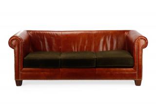 Appraisal: Lauren by Ralph Lauren Leather Corduroy Sofa Lauren by Ralph