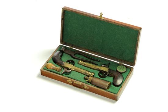 Appraisal: BOXED SET DUELING PISTOLS Very similair ball and cap brass