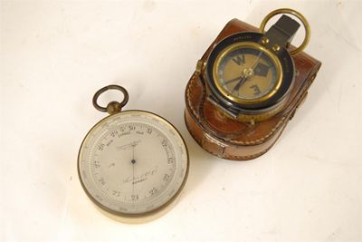 Appraisal: A pocket barometer with a silver dial inscribed 'IMPROVED SCALE