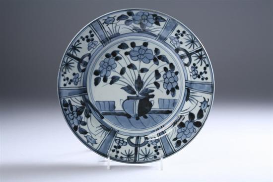 Appraisal: JAPANESE KRAAK-STYLE BLUE AND WHITE PORCELAIN PLATE th century Floral