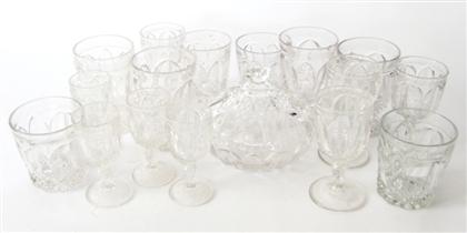 Appraisal: Group of uncolored Tulip pattern glass tablewaresIncluding four sherry glasses