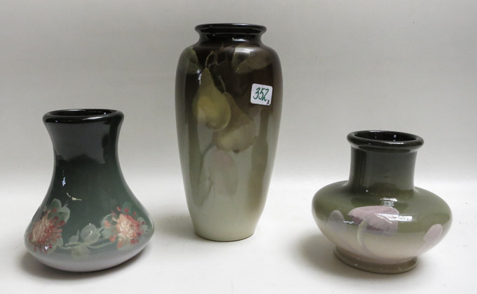 Appraisal: THREE WELLER ART POTTERY VASES each marked Weller underfoot Eocean