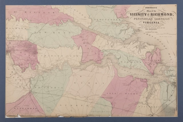 Appraisal: Johnson's th c Map of the Vicinity of Richmond Hand