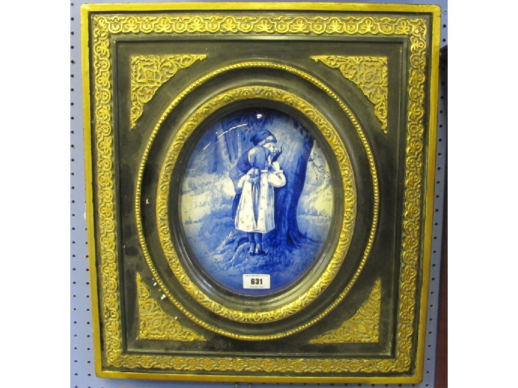 Appraisal: Framed blue and white tile