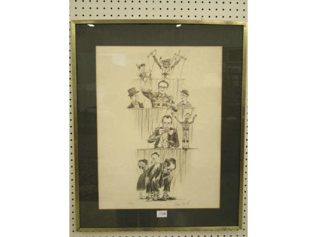 Appraisal: Wayne Howell Political Satyre Lithograph Political Puppeteers of pencil signed