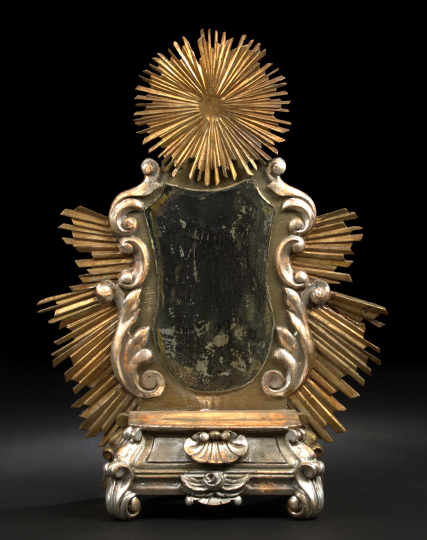 Appraisal: Large and Dramatic Italian Carved and Parcel-Gilt Silvered Wood Stand