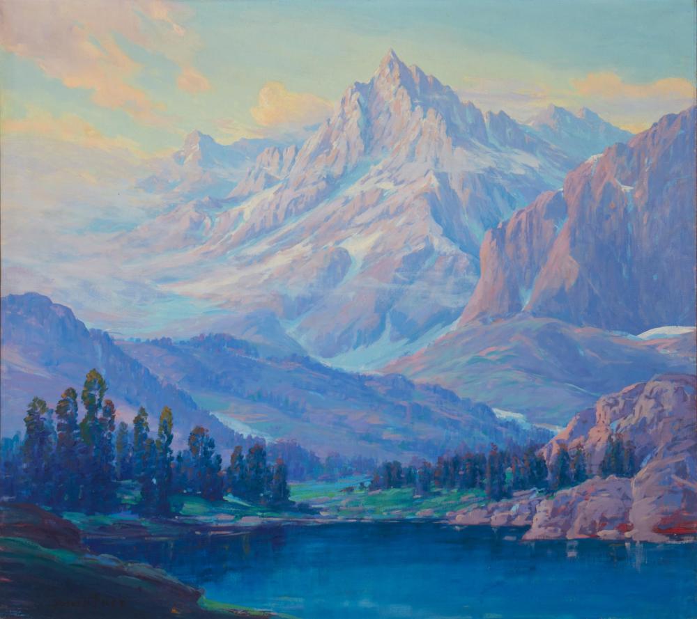 Appraisal: Joseph Frey - Hawthorne CA Mountain landscape with lake Oil