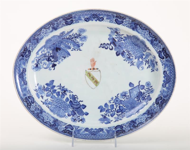 Appraisal: CHINESE EXPORT ARMORIAL PORCELAIN OVAL PLATTER IN THE BLUE FITZHUGH