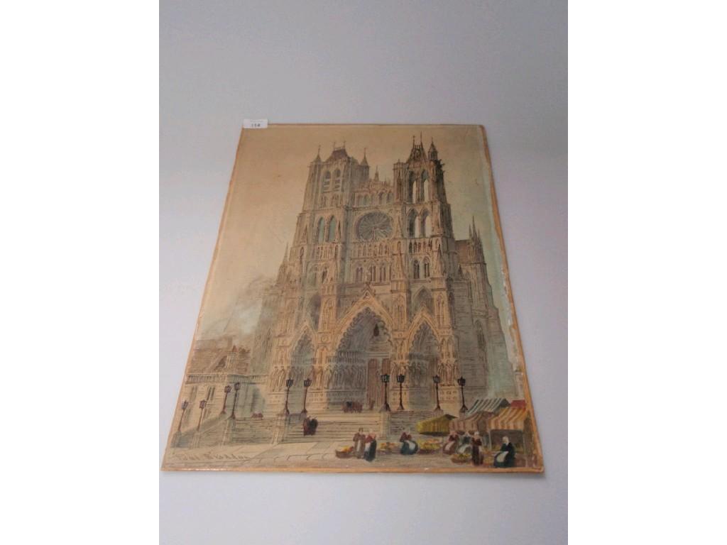 Appraisal: Paul Braddon Amiens Front edifice of the Cathedral watercolour signed