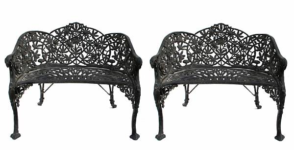 Appraisal: A pair of cast iron garden benches height in width