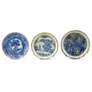 Appraisal: Grouping of Three th Century Persian Blue and White Glazed