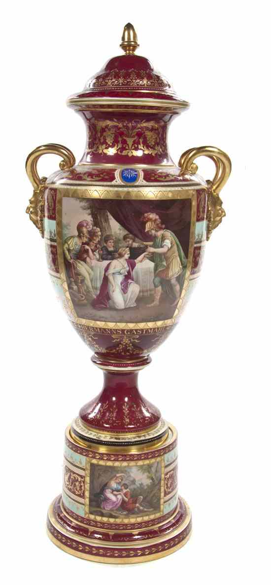 Appraisal: A Royal Vienna Style Porcelain Urn and Cover on Stand