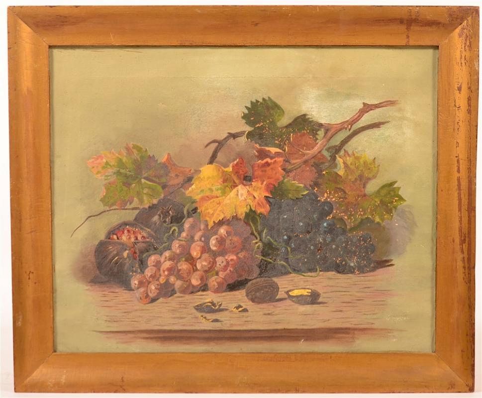 Appraisal: Oil on Canvas Still Life Painting Grapes and Nuts Unsigned