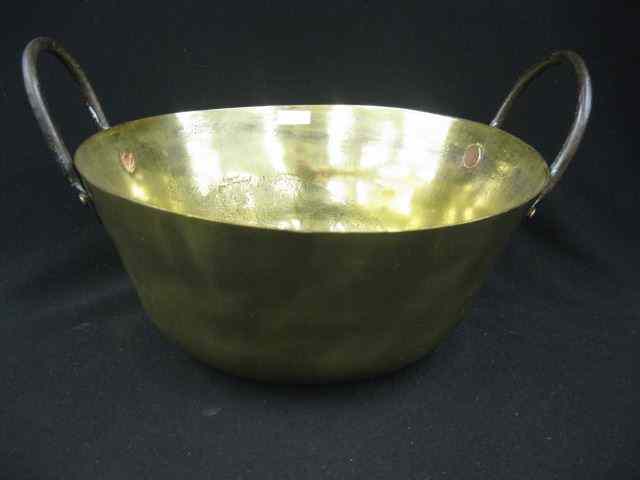 Appraisal: Brass Cooking Pot iron handles '' diameter '' deep th