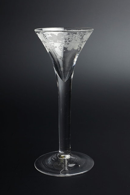 Appraisal: AN TH CENTURY WINE GLASS c the flared conical bowl