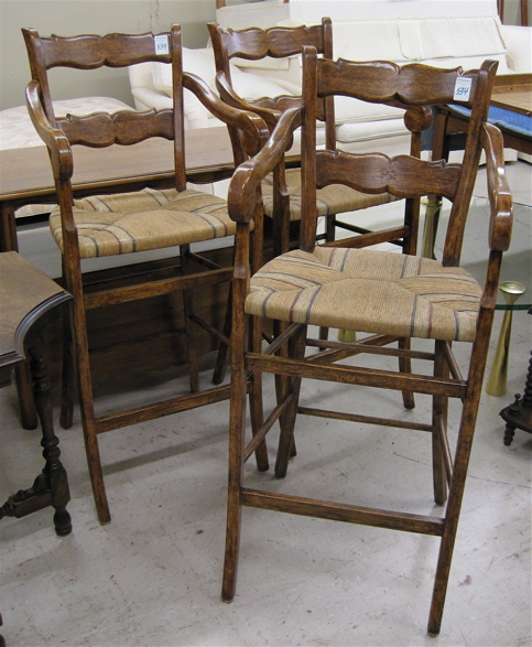 Appraisal: A SET OF THREE ARMCHAIR BARSTOOLS country French provincial style