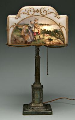 Appraisal: Pairpoint reverse painted lamp Roma shade with painted scene landing