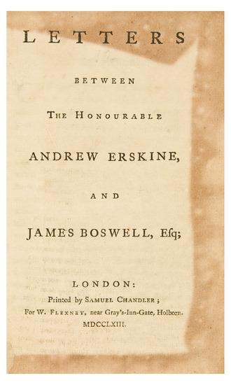 Appraisal: BOSWELL James - Letters between the Honorable Andrew Erskine and