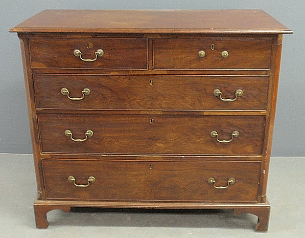 Appraisal: - English Chippendale mahogany chest of drawers h x w