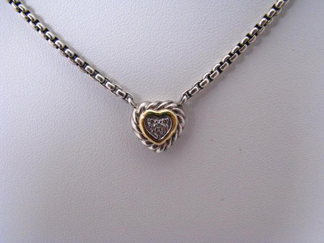 Appraisal: David Yurman K yellow gold and sterling heart pendant necklace