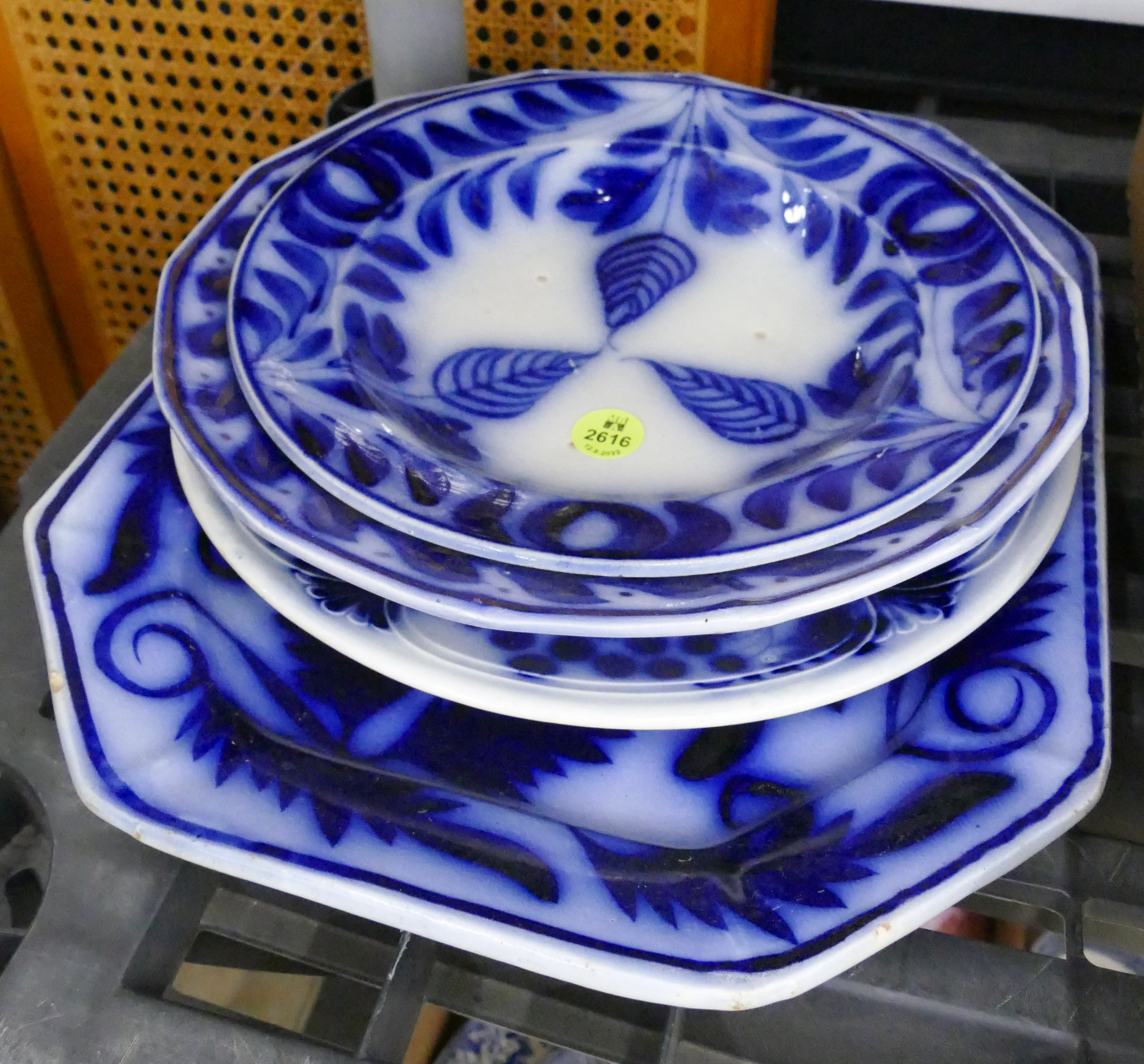 Appraisal: Stack pc Flow Blue Plates Platter- '' to ''