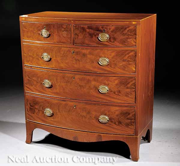 Appraisal: A George III Inlaid Mahogany Bowfront Chest of Drawers late