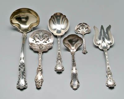 Appraisal: Six sterling silver serving pieces including Alvin Nuremberg salad set