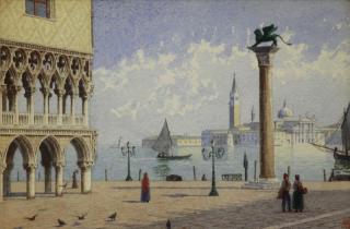 Appraisal: BOYS Thomas Shotter Watercolor Piazza San Marco Venice Monogrammed lower