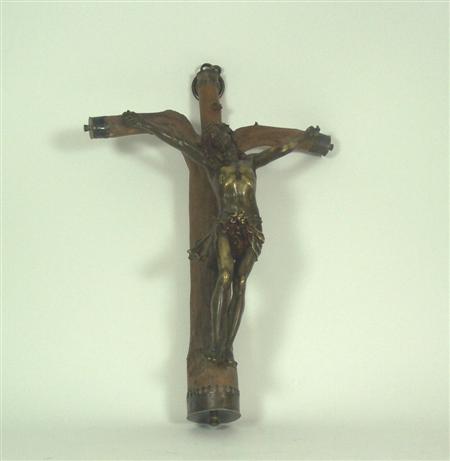 Appraisal: An th century 'Glastonbury' crucifix the gilt bronze corpus mounted