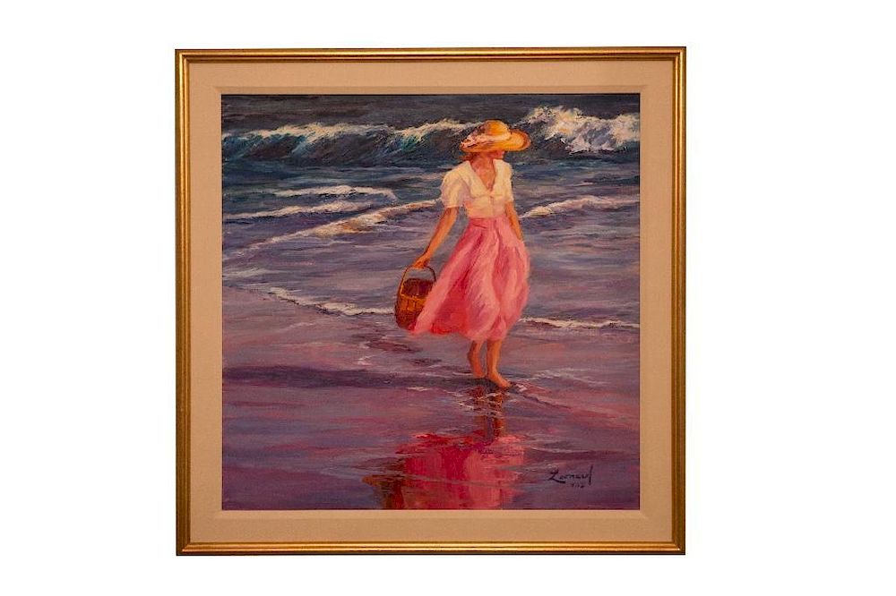 Appraisal: Beach Scene Diane Leonard American - Beach Walk oil on