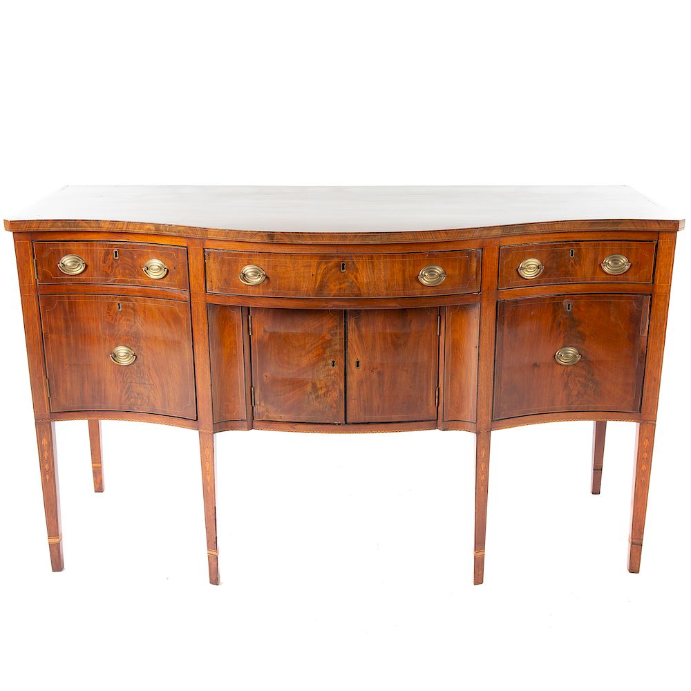 Appraisal: Federal Inlaid Mahogany Sideboard New York circa serpentine front bowed