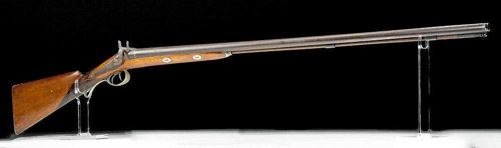 Appraisal: th C American Double Barrel Steel Percussion Rifle North America